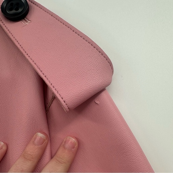 Jessie Liu Oversized Leather Moto Jacket in Light Pink Lamb Leather Med $575 - Picture 10 of 11